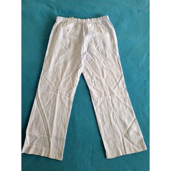 Tommy Bahama Linen Womens Pants Size M White Blue Stripe Drawstring Wide Leg - Picture 12 of 12